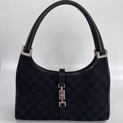 Gucci Vintage Black Jackie Canvas Shoulder Bag
