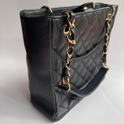 Chanel Vintage Black Caviar PST Tote Bag