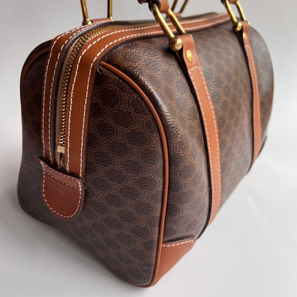 Celine Vintage Macadam Coated Canvas Boston Bag
