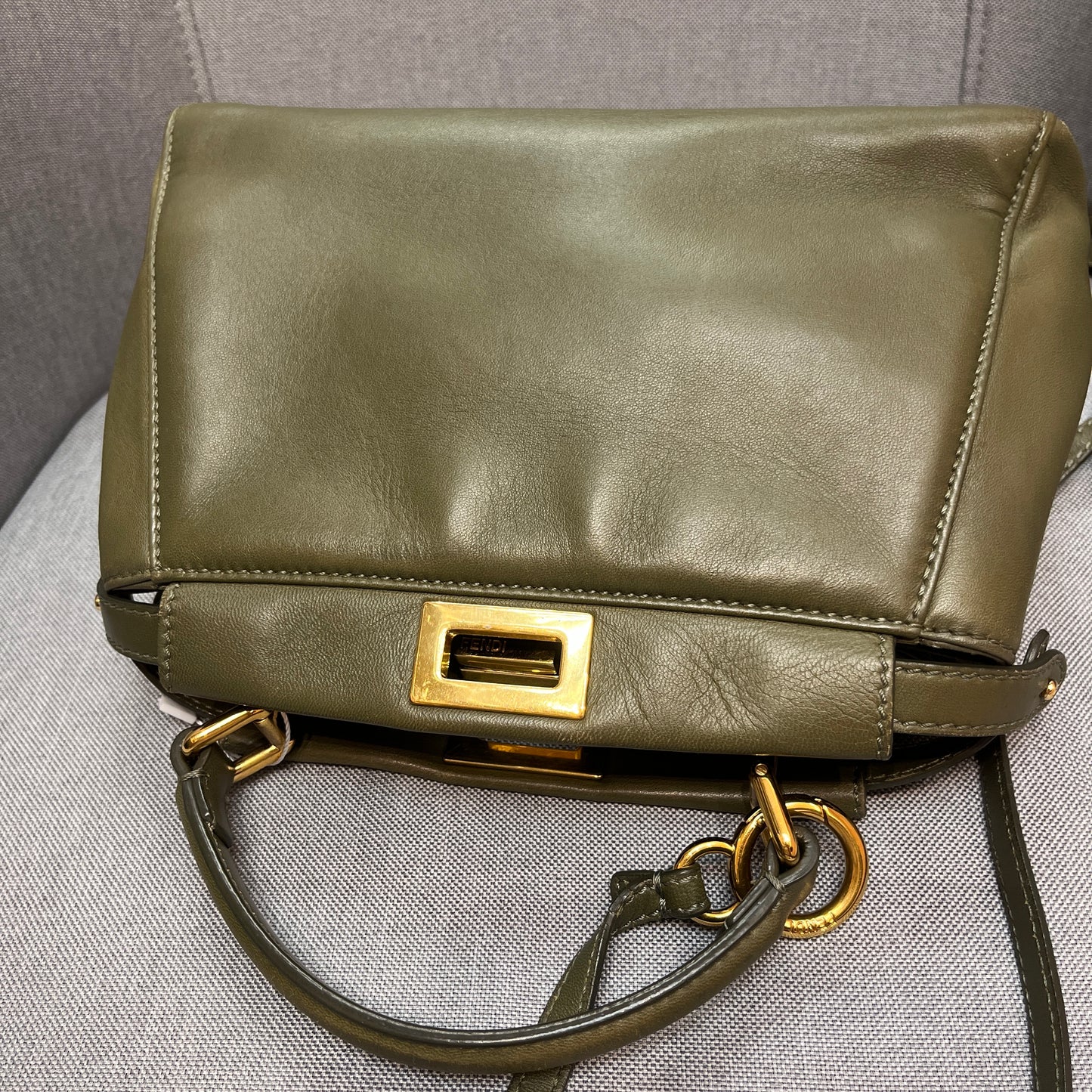 Fendi Peekaboo Mini Olive Green Crossbody Bag