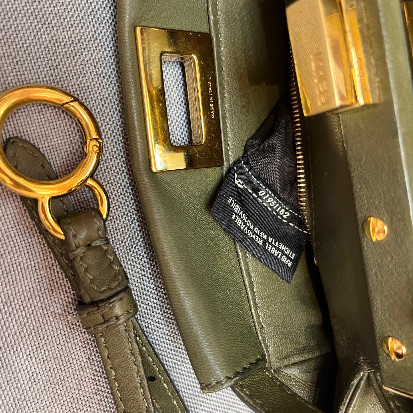 Fendi Peekaboo Mini Olive Green Crossbody Bag