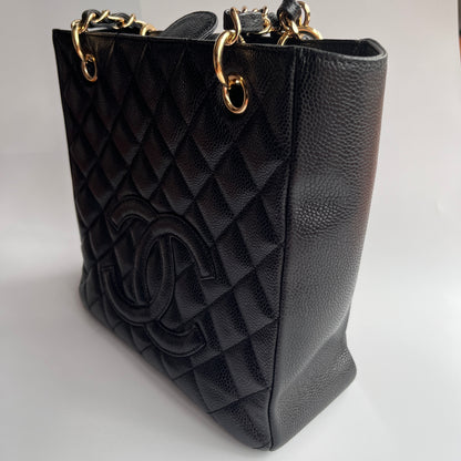 Chanel Vintage Black Caviar PST Tote Bag