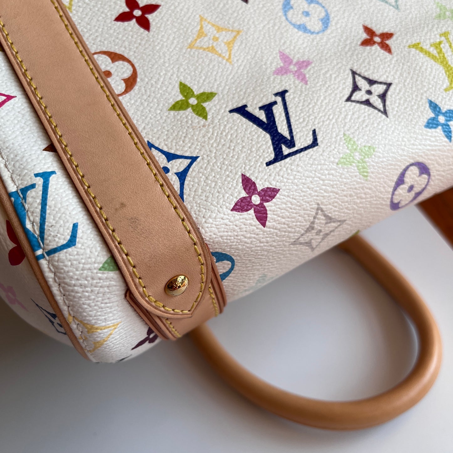 Louis Vuitton x Takashi Murakami White Multicolor Priscilla Handbag