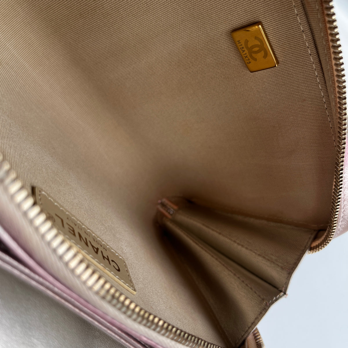 Chanel Quilted Gradient Metallic Lambskin Like A Wallet Flap Crossbody Bag