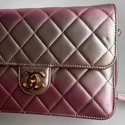Chanel Quilted Gradient Metallic Lambskin Like A Wallet Flap Crossbody Bag