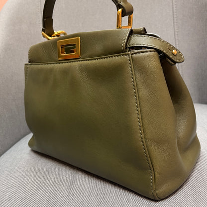 Fendi Peekaboo Mini Olive Green Crossbody Bag