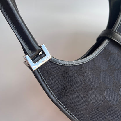 Gucci Vintage Black Jackie Canvas Shoulder Bag