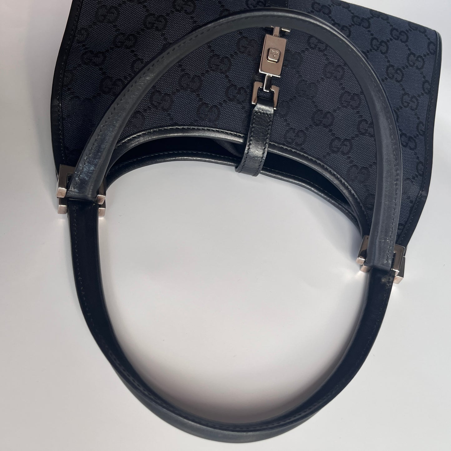 Gucci Vintage Black Jackie Canvas Shoulder Bag