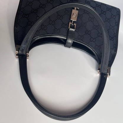 Gucci Vintage Black Jackie Canvas Shoulder Bag