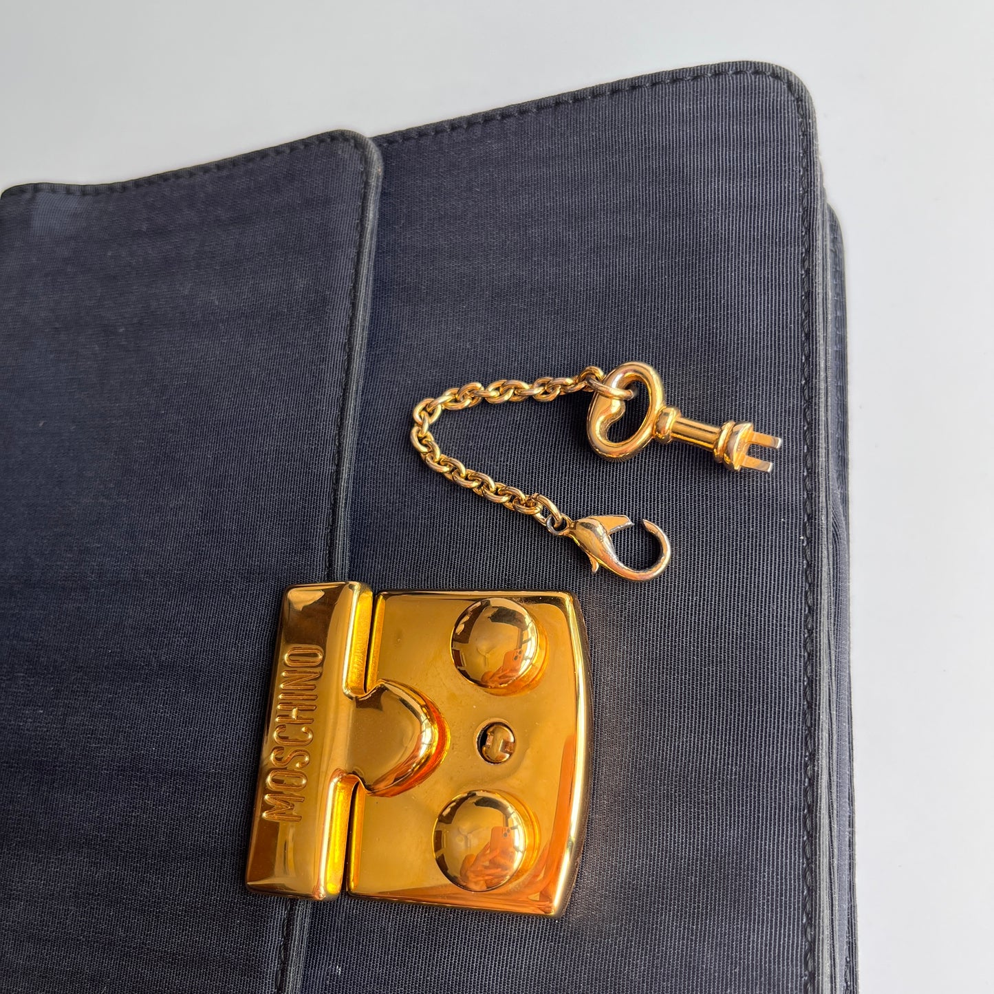 Moschino Vintage Black Nylon Chain Shoulder Bag