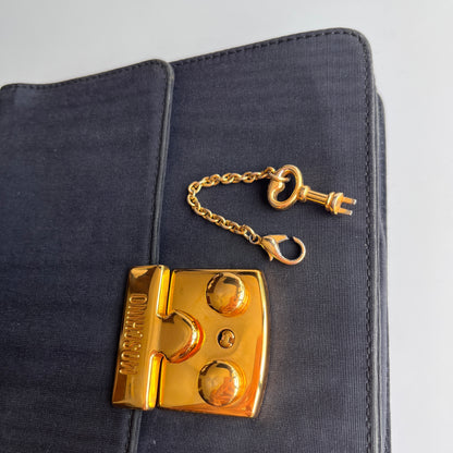 Moschino Vintage Black Nylon Chain Shoulder Bag