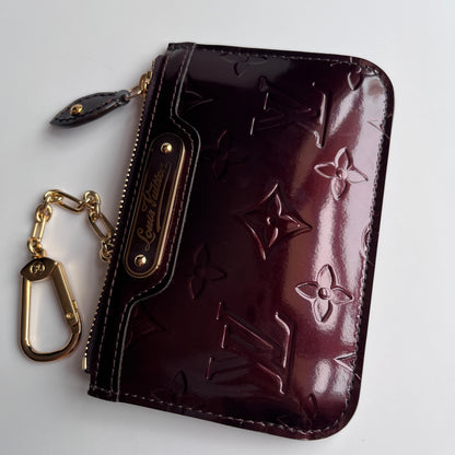 Louis Vuitton Amarante Vernis Pochette Cle Key Coin Case