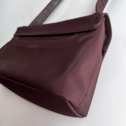 Moschino Vintage Brown Baguette Nylon Shoulder Bag