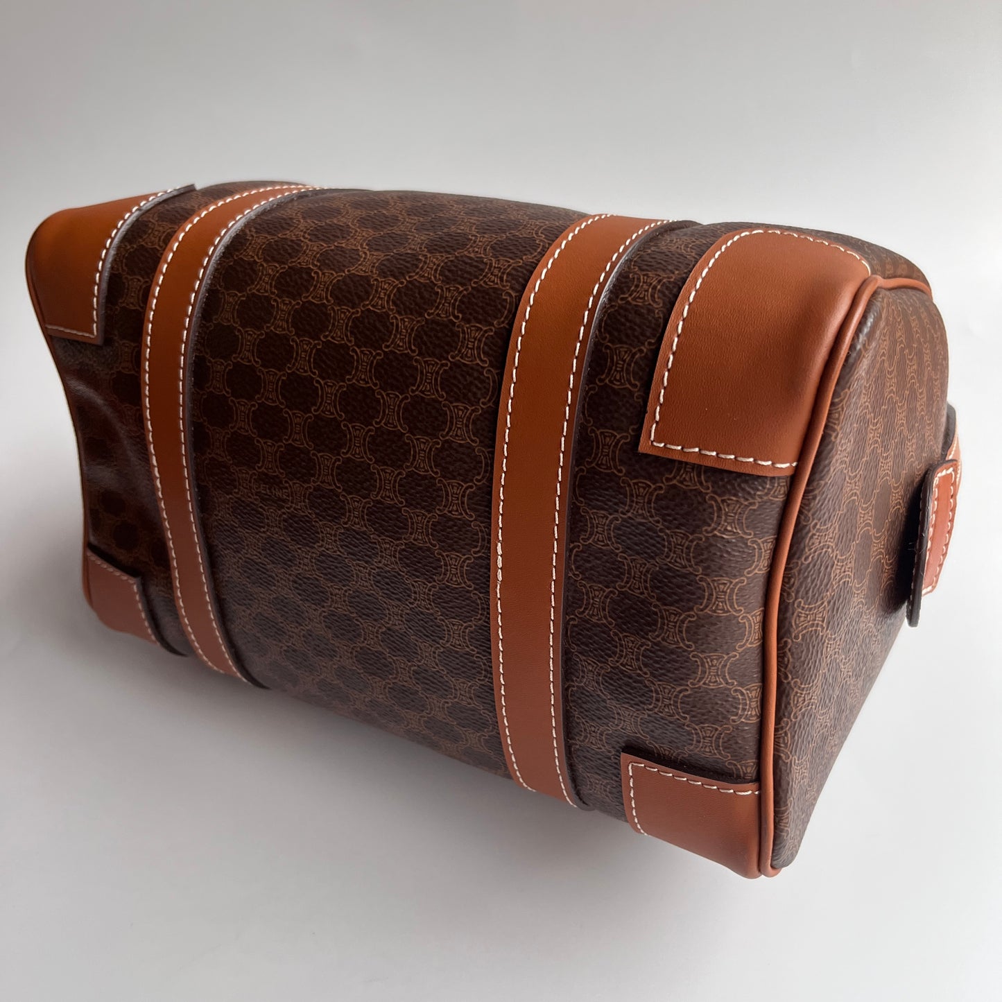 Celine Vintage Macadam Coated Canvas Boston Bag