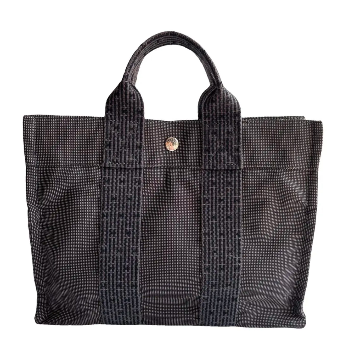 HERMES gray CANVAS HERLINE TOTE PM HANDBAG