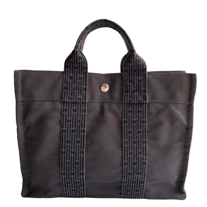 HERMES gray CANVAS HERLINE TOTE PM HANDBAG