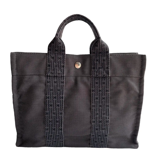 HERMES gray CANVAS HERLINE TOTE PM HANDBAG