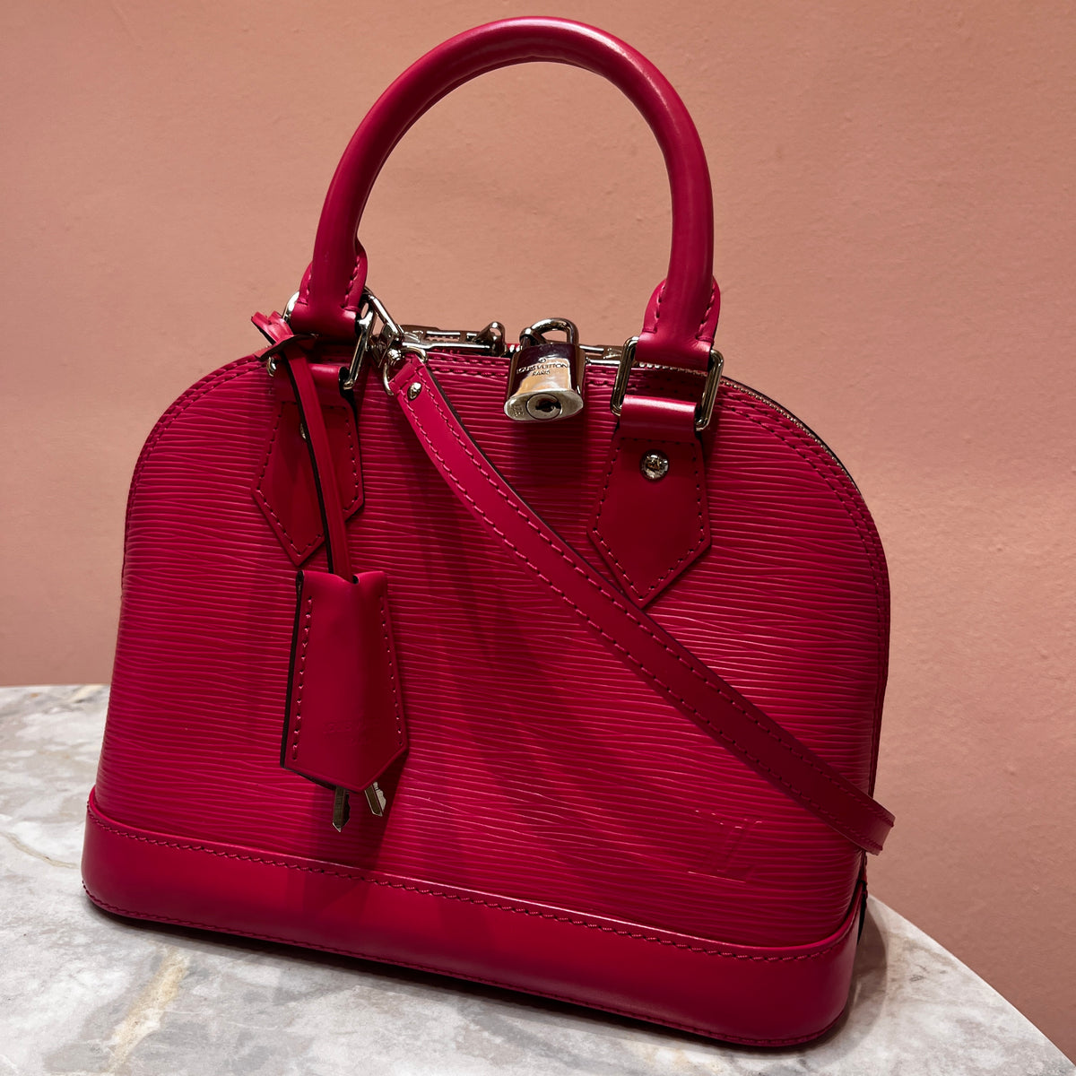 Louis Vuitton Alma BB Hot Pink Epi Leather Crossbody Bag