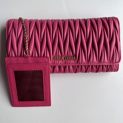 Miu Miu Matelasse Pink Bi-fold Long Wallet with Card Case