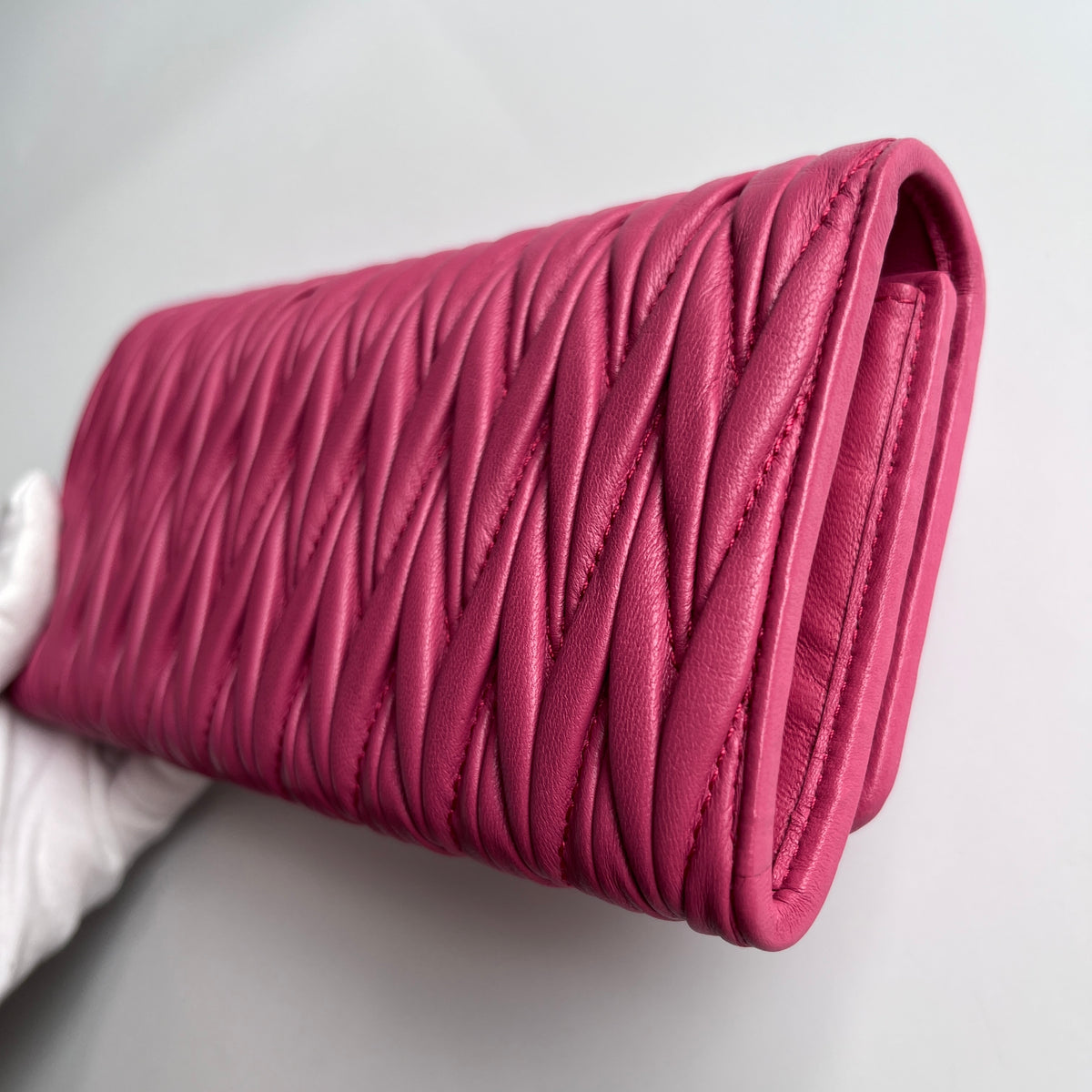 Miu Miu Matelasse Pink Bi-fold Long Wallet with Card Case
