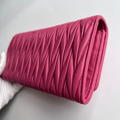 Miu Miu Matelasse Pink Bi-fold Long Wallet with Card Case