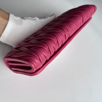 Miu Miu Matelasse Pink Bi-fold Long Wallet with Card Case