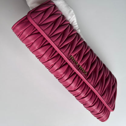 Miu Miu Matelasse Pink Bi-fold Long Wallet with Card Case