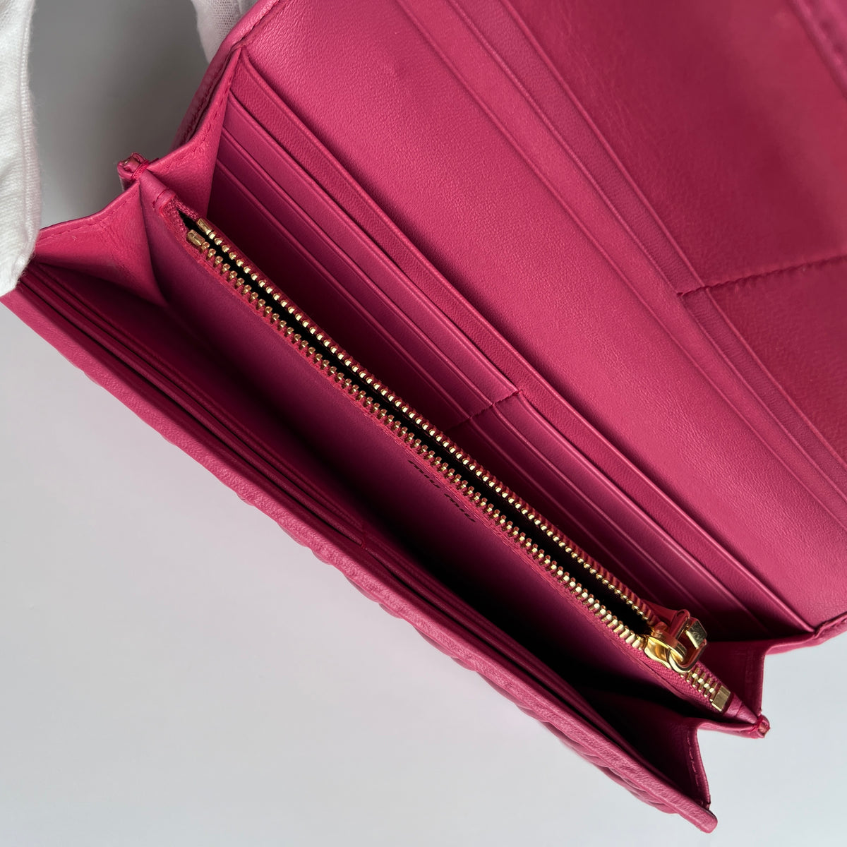 Miu Miu Matelasse Pink Bi-fold Long Wallet with Card Case