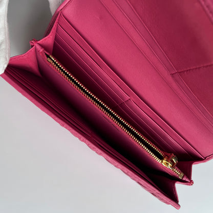 Miu Miu Matelasse Pink Bi-fold Long Wallet with Card Case