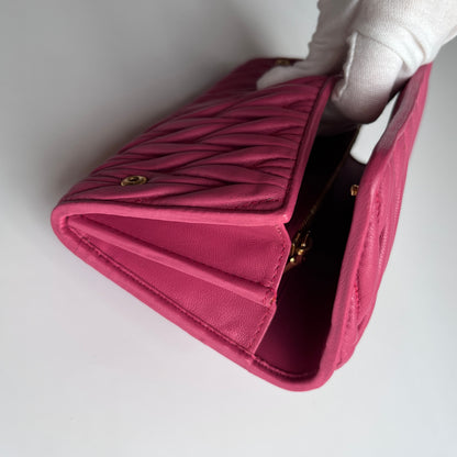 Miu Miu Matelasse Pink Bi-fold Long Wallet with Card Case