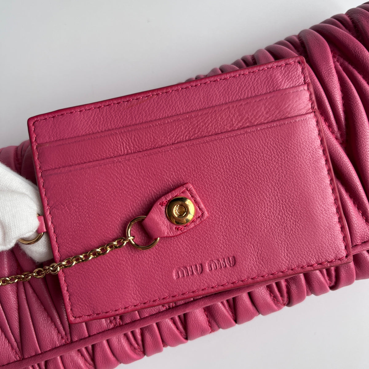 Miu Miu Matelasse Pink Bi-fold Long Wallet with Card Case
