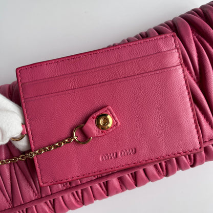 Miu Miu Matelasse Pink Bi-fold Long Wallet with Card Case