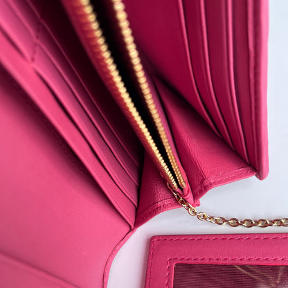 Miu Miu Matelasse Pink Bi-fold Long Wallet with Card Case
