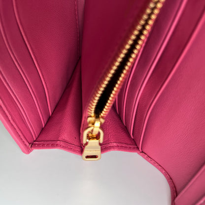 Miu Miu Matelasse Pink Bi-fold Long Wallet with Card Case