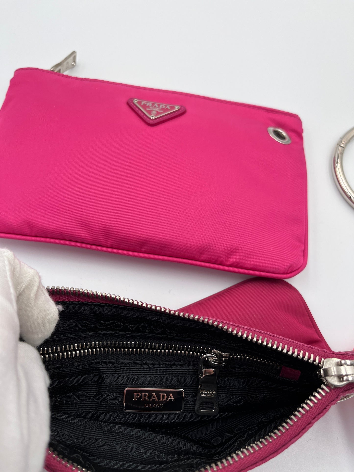 Prada Pink Nylon Duo Pouch