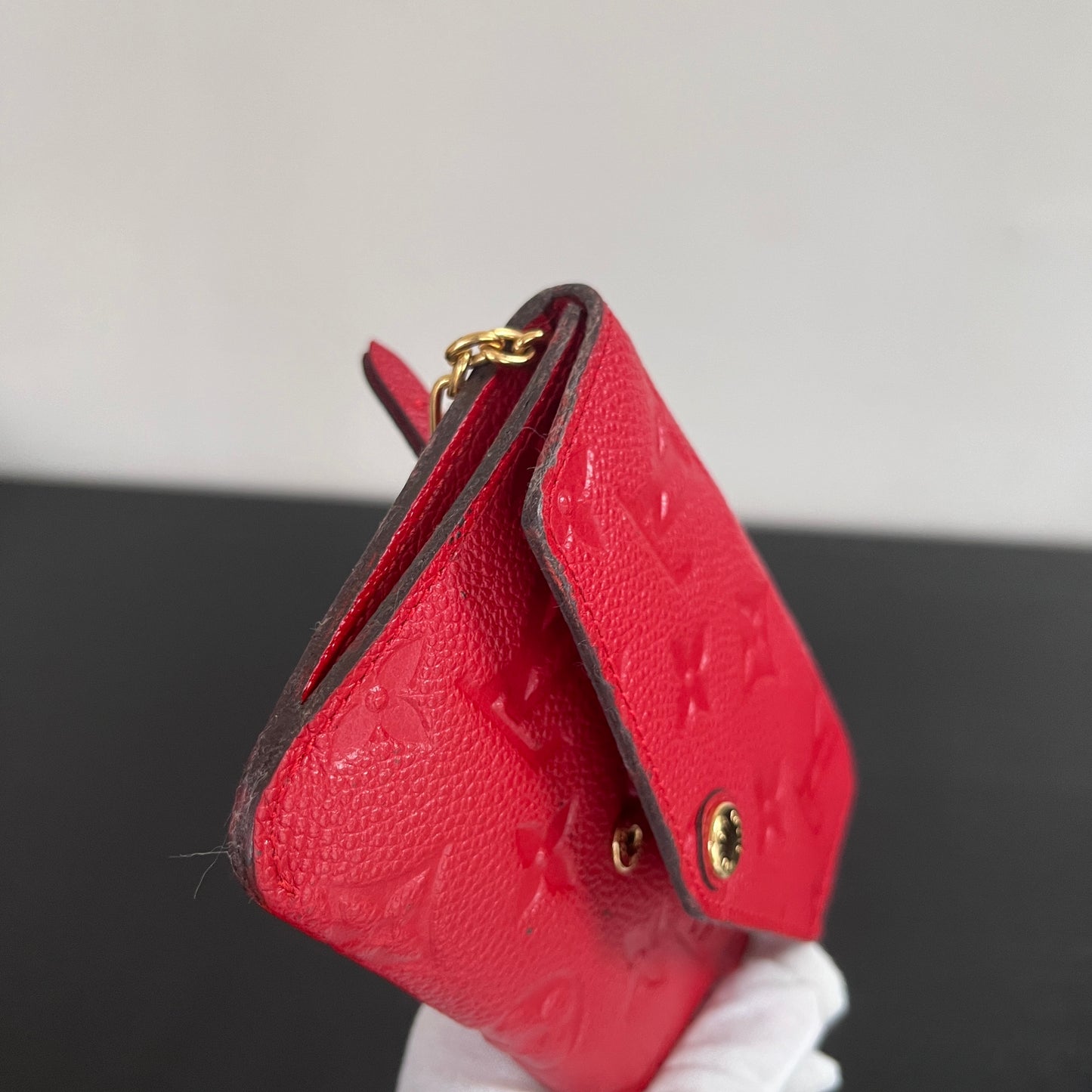 Louis Vuitton Red Empreinte Leather Cles Coin Purse