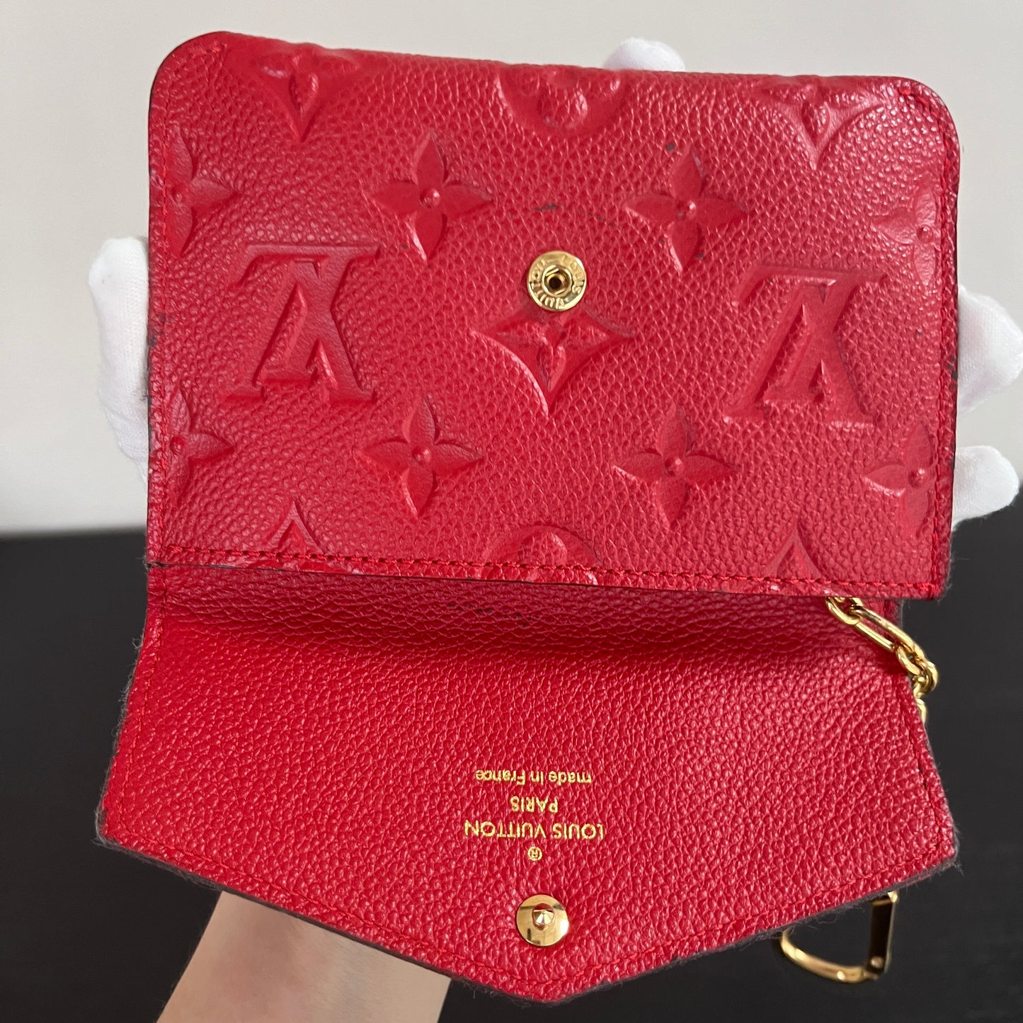 Louis Vuitton Red Empreinte Leather Cles Coin Purse