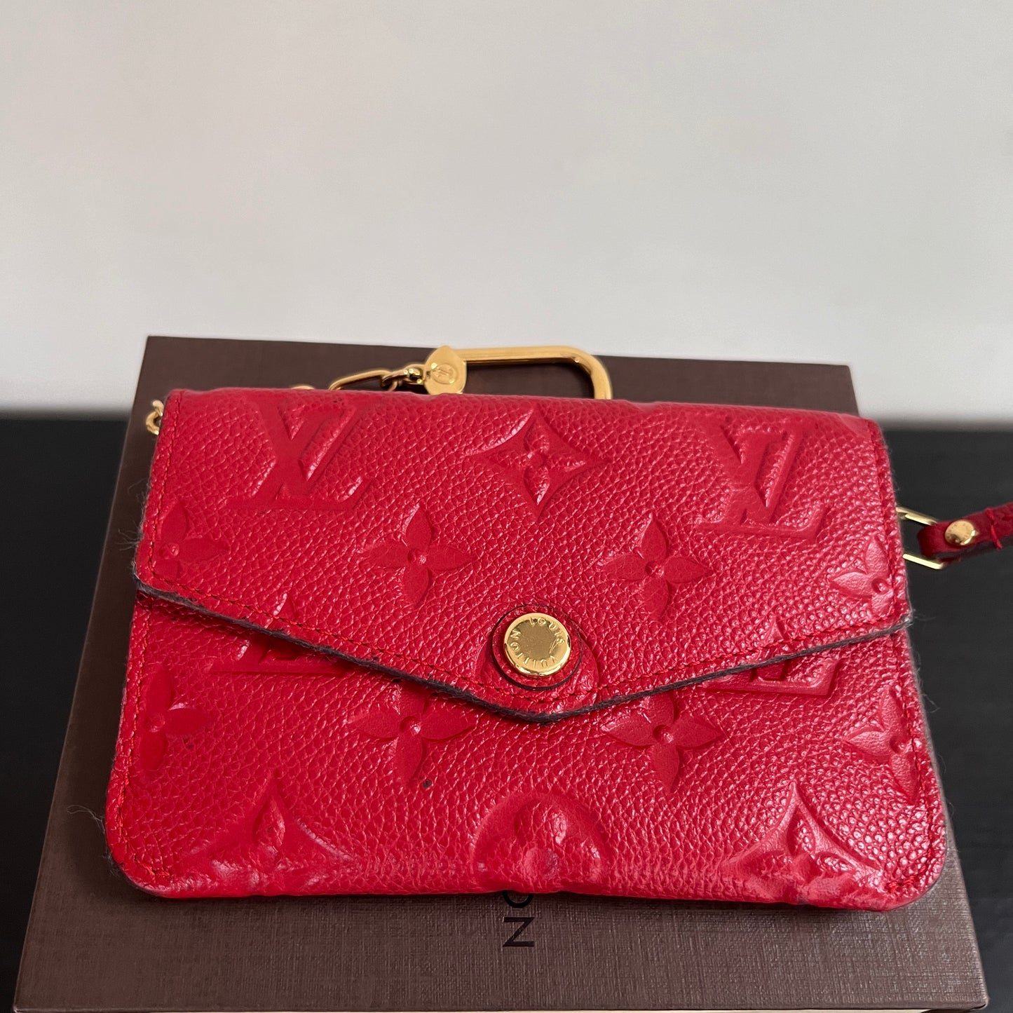 Louis Vuitton Red Empreinte Leather Cles Coin Purse