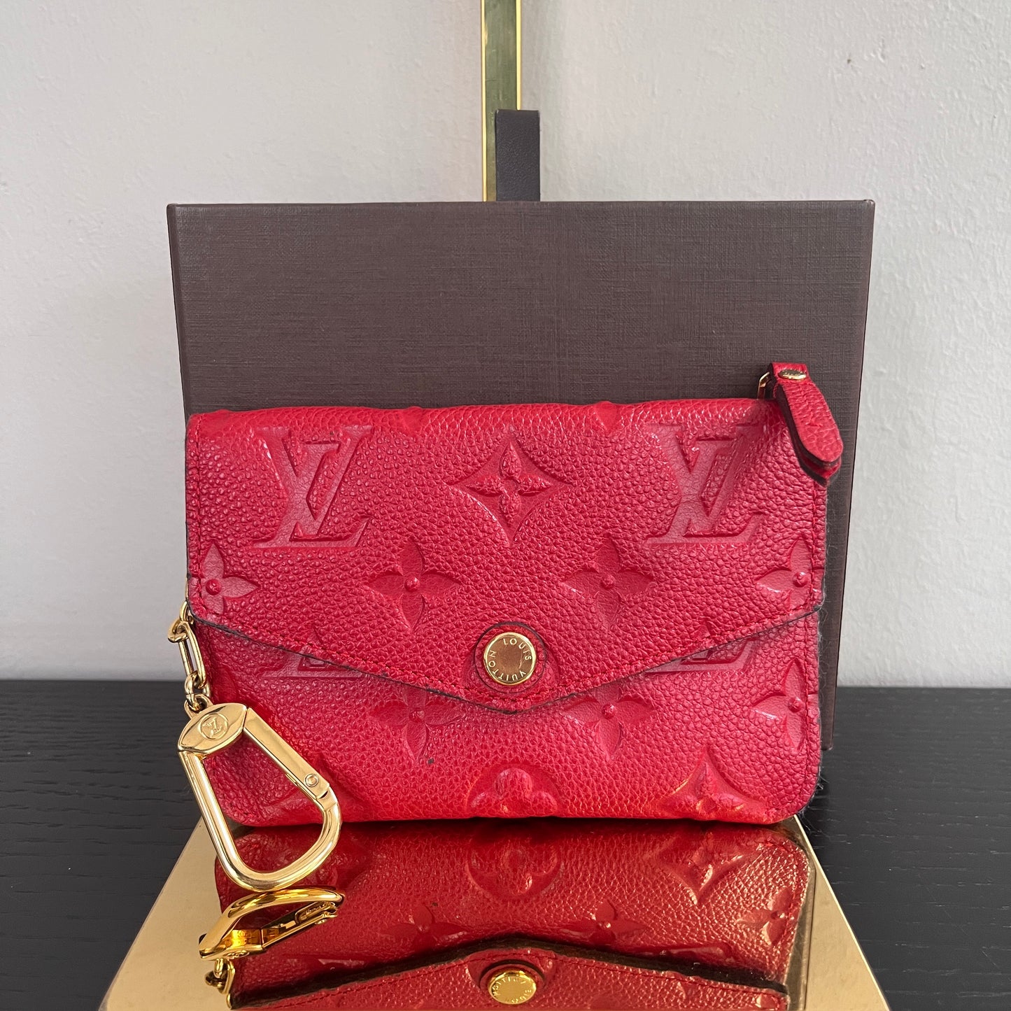 Louis Vuitton Red Empreinte Leather Cles Coin Purse