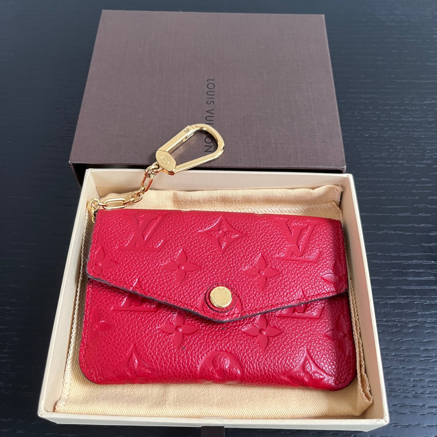 Louis Vuitton Red Empreinte Leather Cles Coin Purse