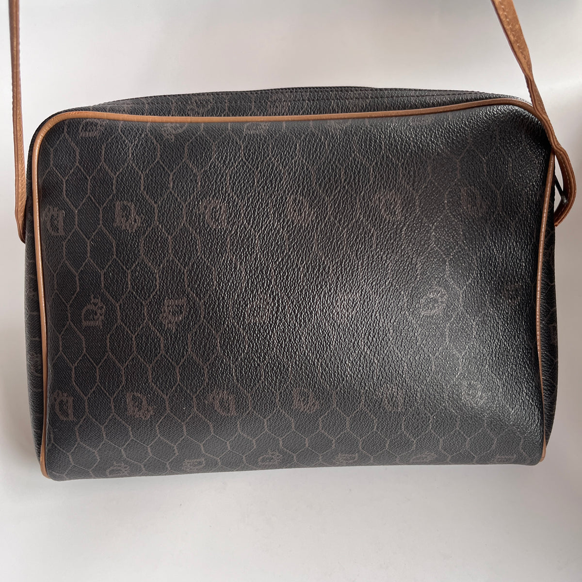 Christian Dior Vintage Honeycomb Coated Canvas Crossbody Bag