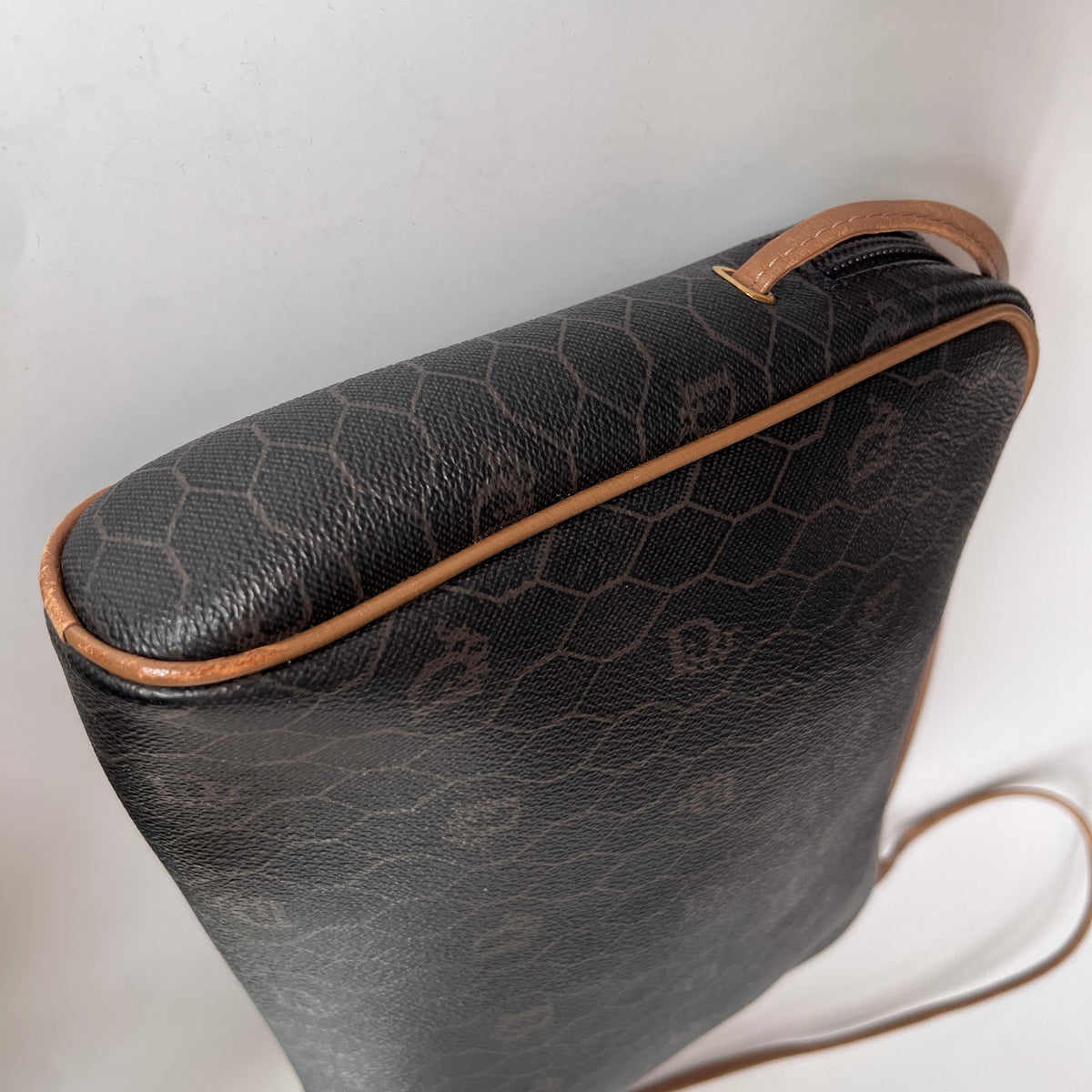 Christian Dior Vintage Honeycomb Coated Canvas Crossbody Bag