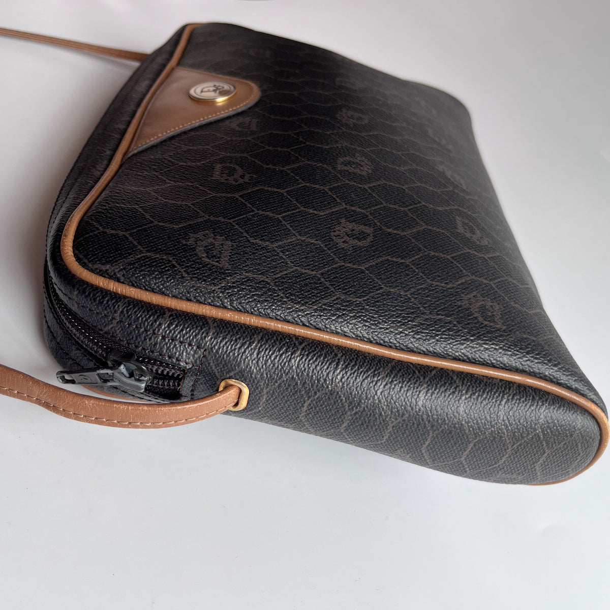 Christian Dior Vintage Honeycomb Coated Canvas Crossbody Bag