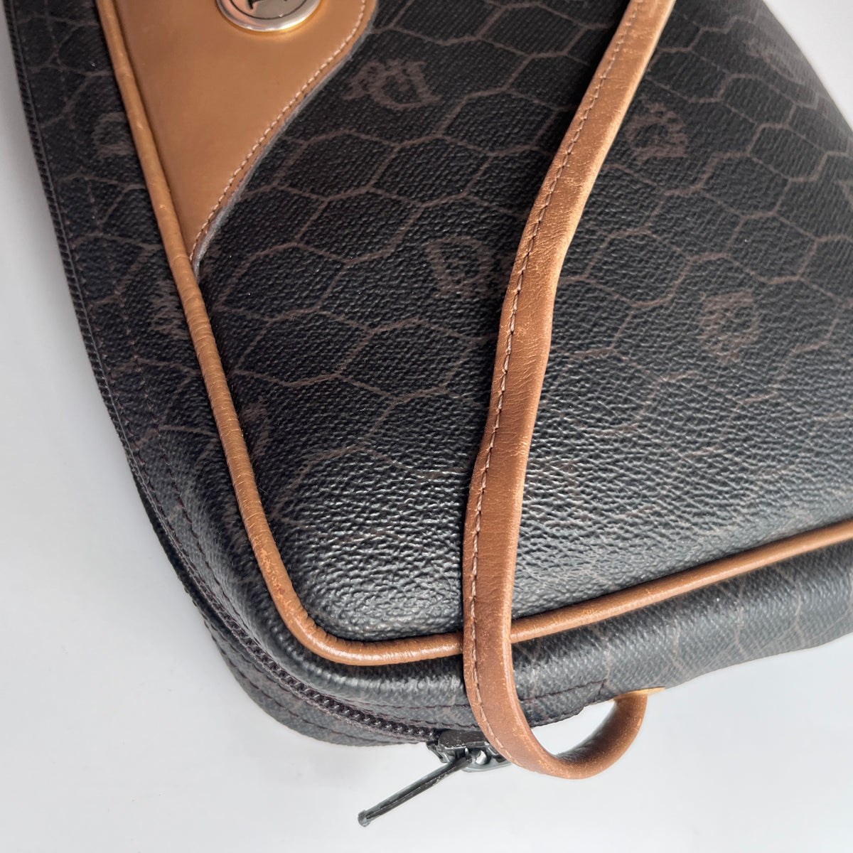 Christian Dior Vintage Honeycomb Coated Canvas Crossbody Bag