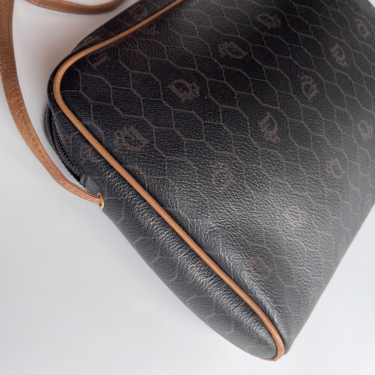 Christian Dior Vintage Honeycomb Coated Canvas Crossbody Bag