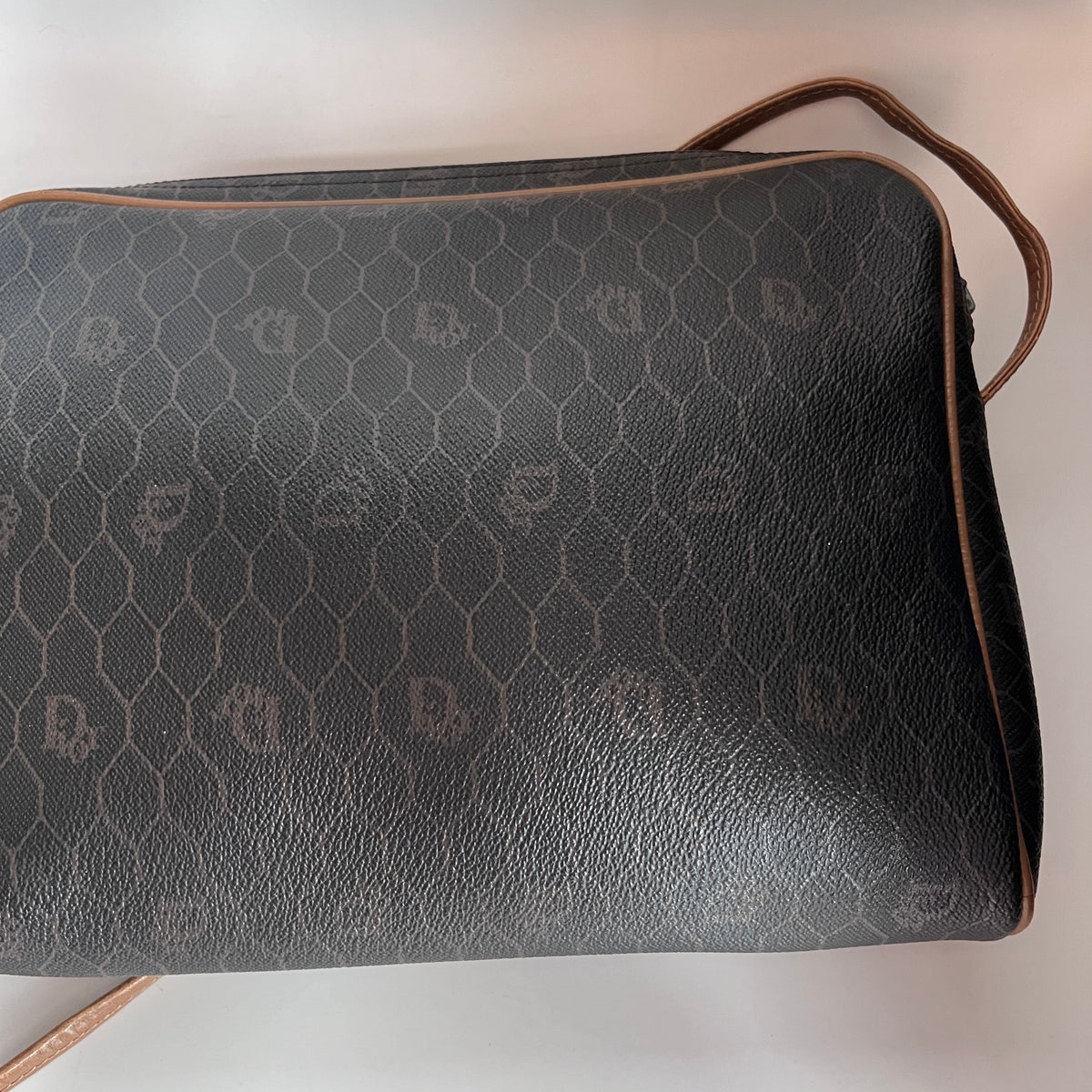 Christian Dior Vintage Honeycomb Coated Canvas Crossbody Bag