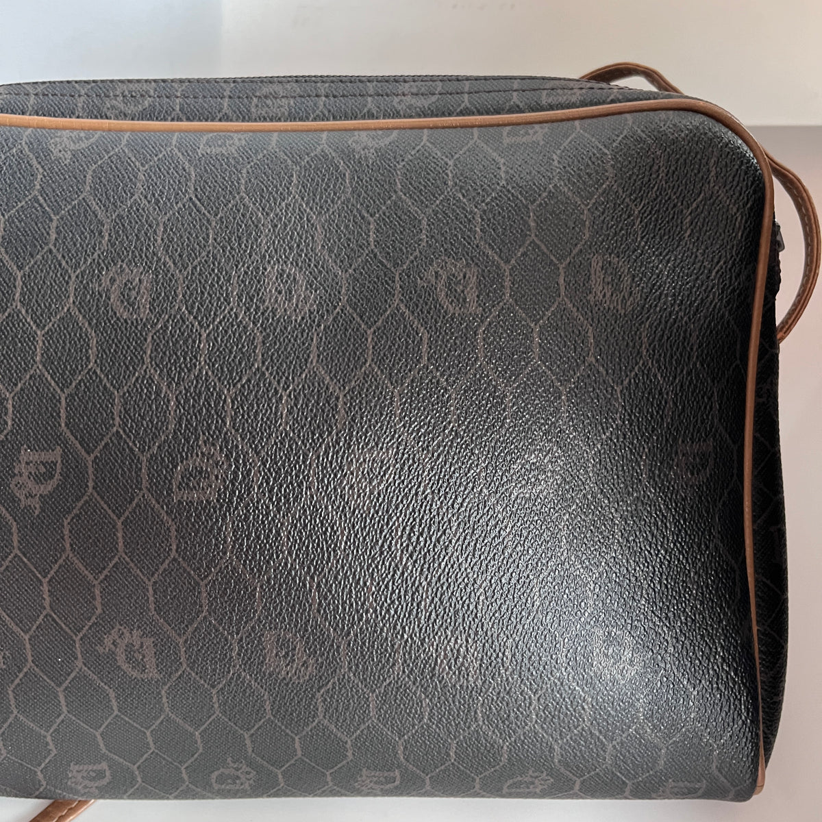 Christian Dior Vintage Honeycomb Coated Canvas Crossbody Bag