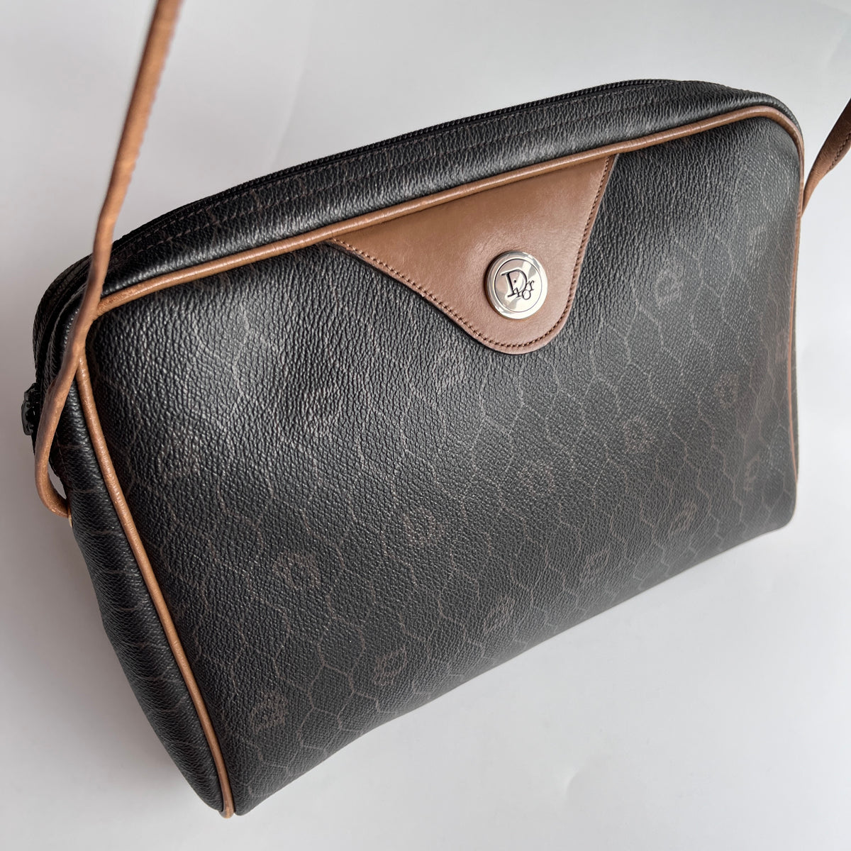 Christian Dior Vintage Honeycomb Coated Canvas Crossbody Bag
