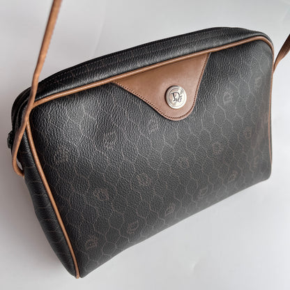 Christian Dior Vintage Honeycomb Coated Canvas Crossbody Bag