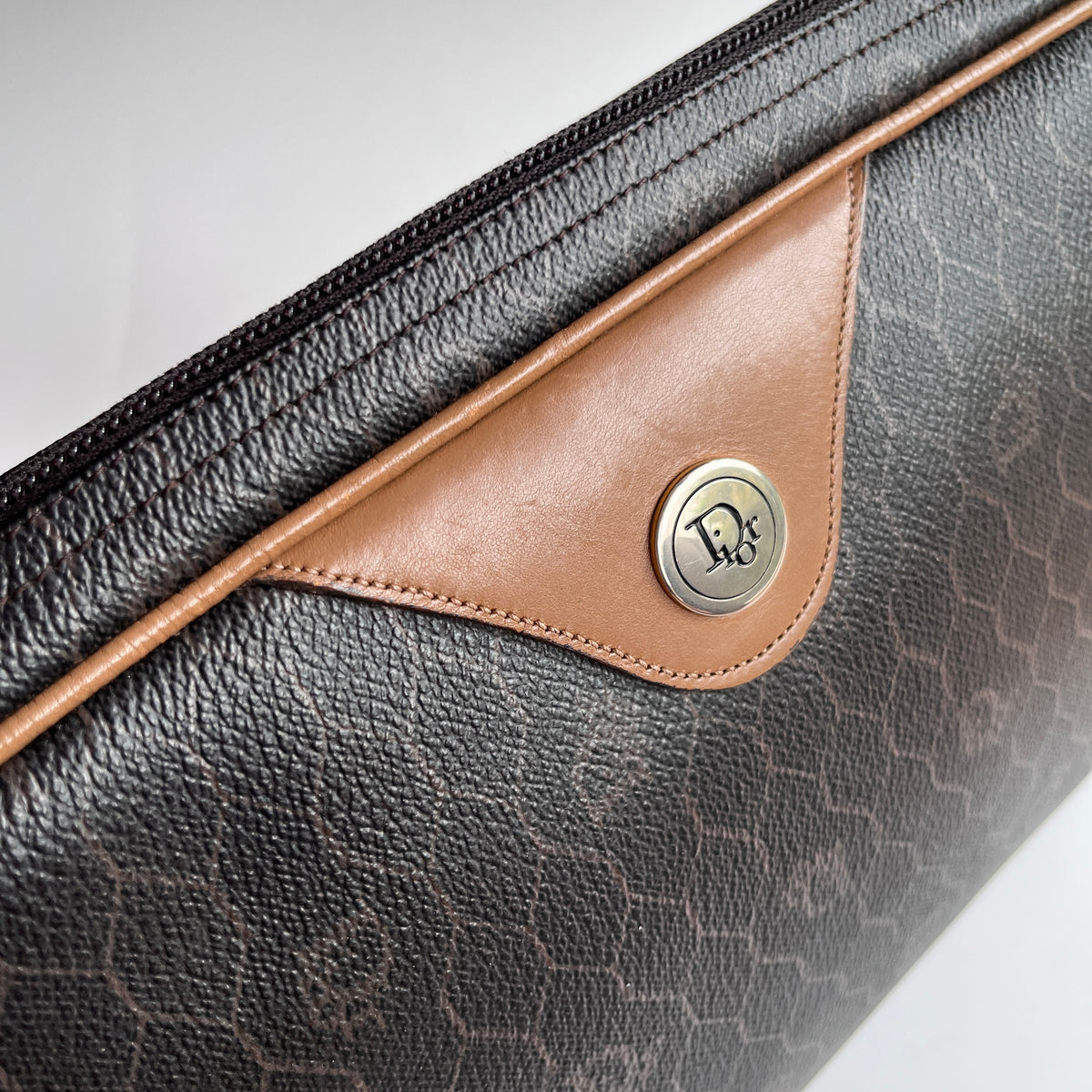 Christian Dior Vintage Honeycomb Coated Canvas Crossbody Bag
